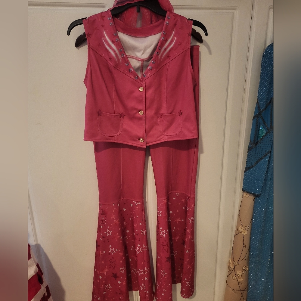 Adult Cowgirl Costume 70s Disco pink Small Halloween Cosplay